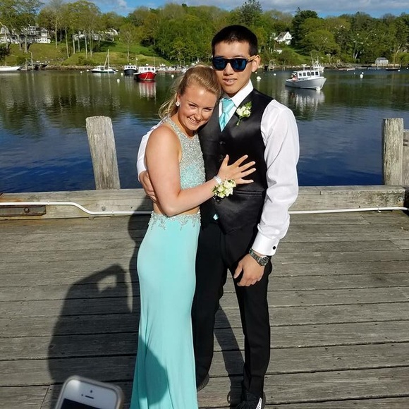 strapless open back dress Vintage Tiffany Blue V-Neck A-Line Beaded Chiffon Long Prom Dress Even –  Frisco Dresses